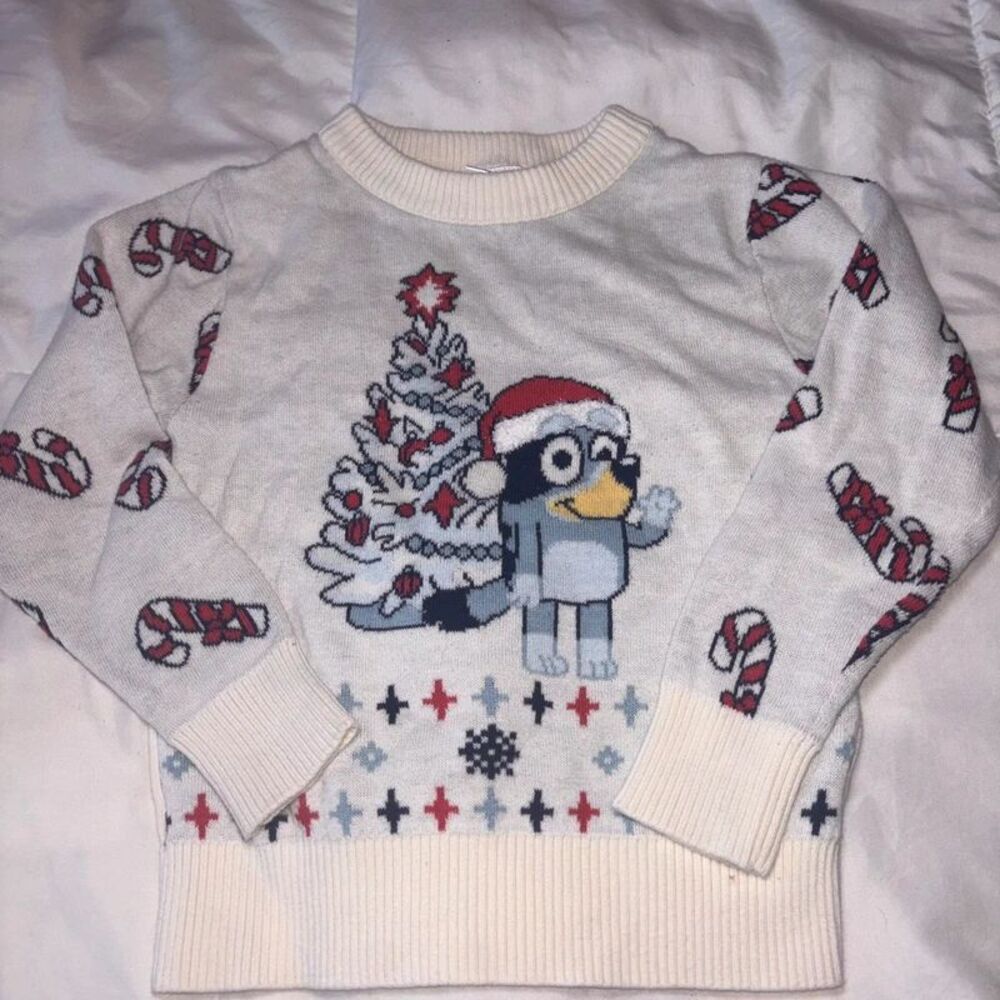 Unisex Bluey Cotton knit pullover Christmas holiday comfy cozy sweater  size 2T